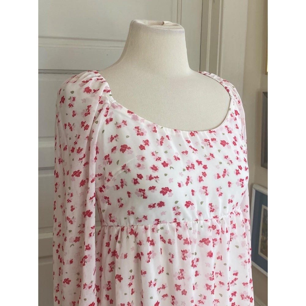 Trixxi dress Floral Empire Waist‎ Mini Sz M  Long Sleeve cottage core boho - Picture 3 of 10